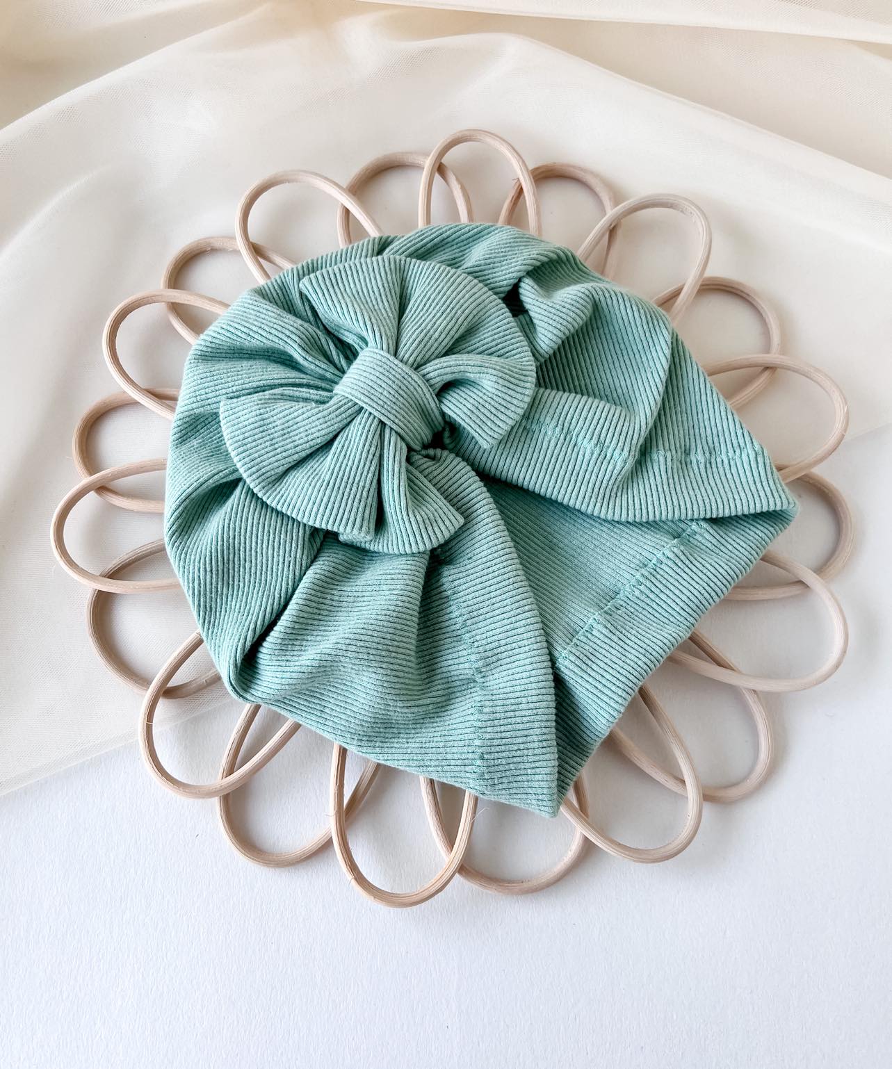 BOW RIBBED TURBAN | GREEN