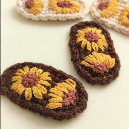 CROCHET CLIPS | Brown Sunflower