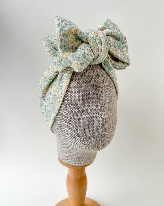 CHUNKY TOPKNOT | GREEN FLORAL