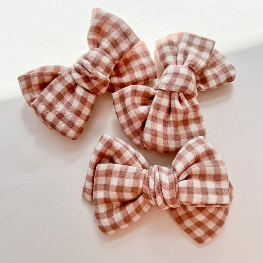 GAUZE BOW | NUDE GINGHAM