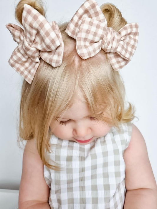 GAUZE BOW | NUDE GINGHAM