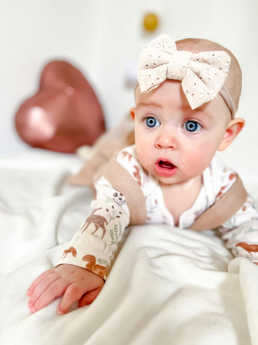 Pinch Bow | OATMEAL BRODERIE