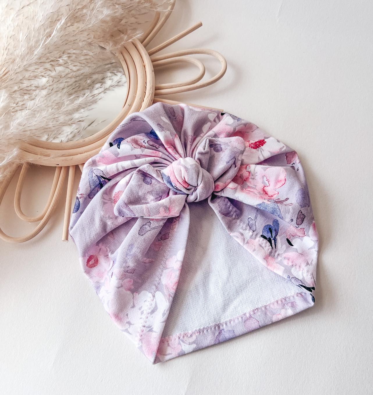 BOW TURBAN | PURPLE FLORAL