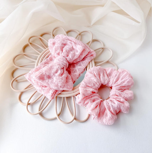 Oversized Topknot | Light Pink Lace
