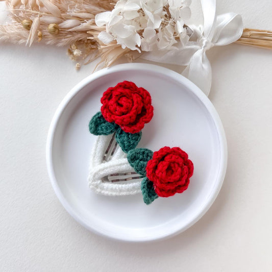 CROCHET CLIPS | Red Rose