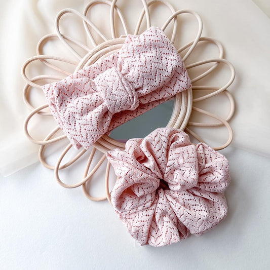 Oversized Topknot | Dusty Pink Lace