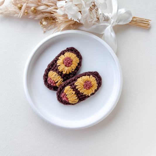 CROCHET CLIPS | Brown Sunflower