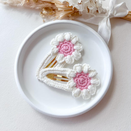 CROCHET FLOWER CLIP | Pink