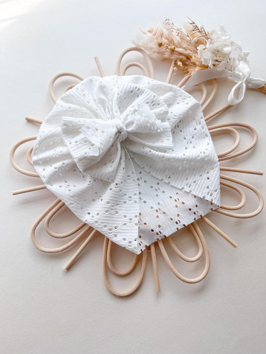 BROIDERIE ANGLAISE TURBAN | WHITE