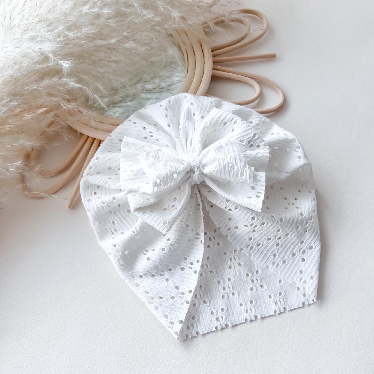 BROIDERIE ANGLAISE TURBAN | WHITE
