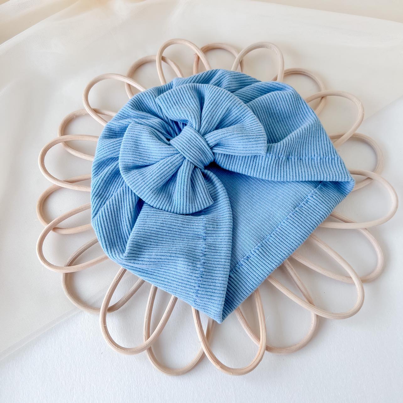 BOW RIBBED TURBAN | BLUE
