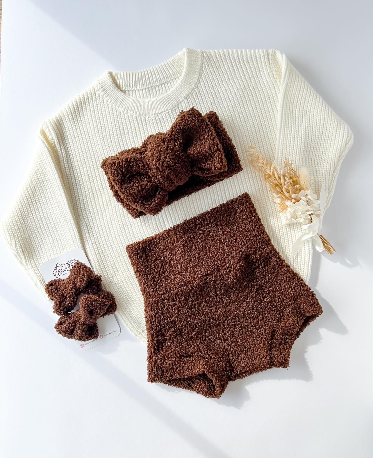 TEDDY  PIGTAIL SET | CHOCOLATE