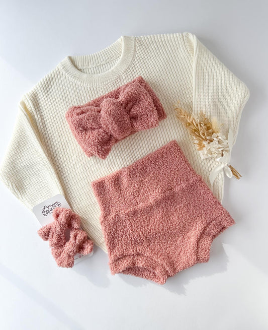 TEDDY  PIGTAIL SET | DUSTY PINK