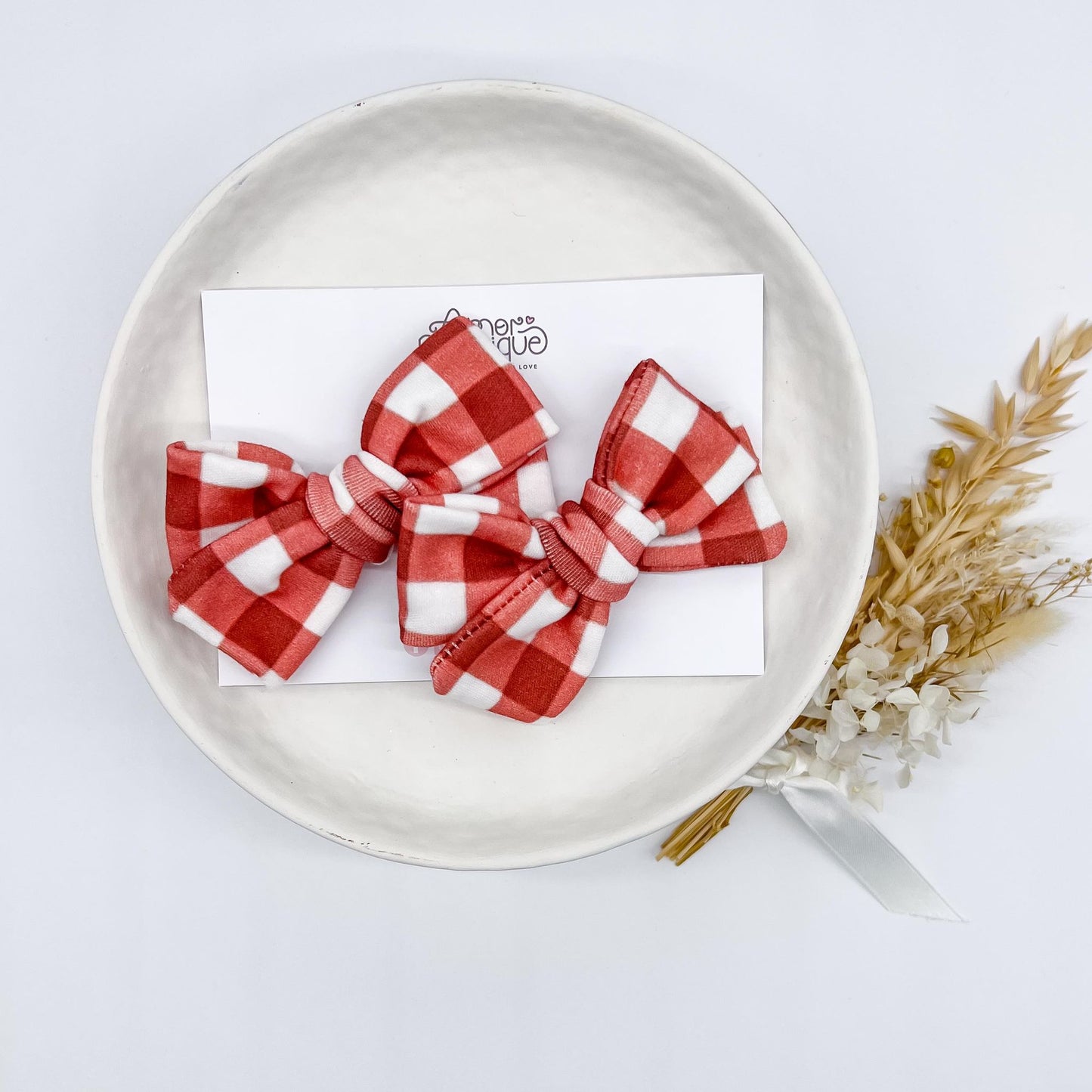 MINI BOW SET | RED GINGHAM
