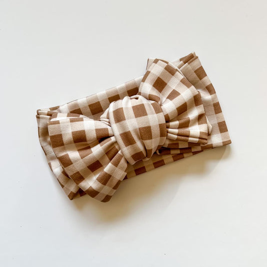 OVERSIZED TOPKNOT | BROWN GINGHAM