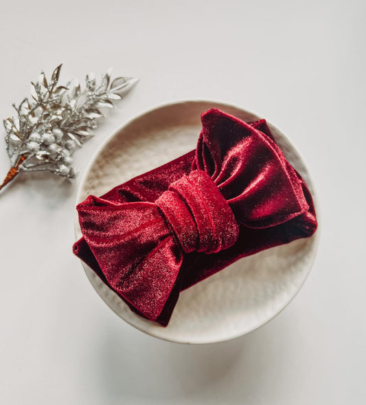 VELVET OVERSIZED TOPKNOT | DEEP RED