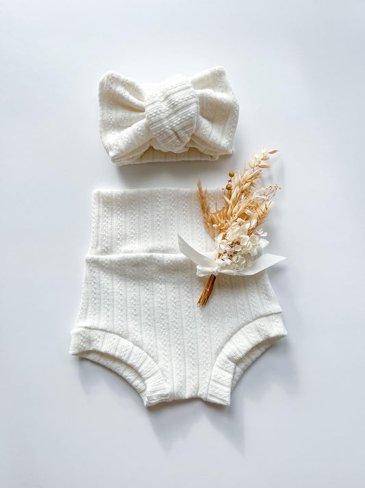 KNIT RIB BUMMIE | WHITE