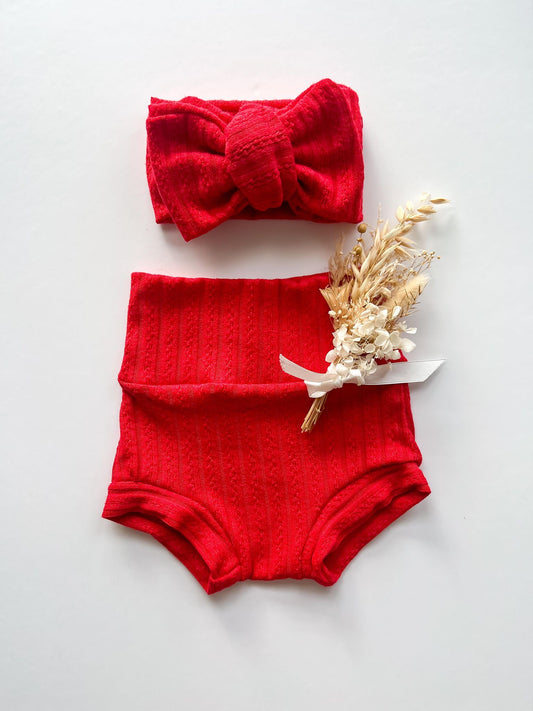 RIB KNIT BUMMIES | RED
