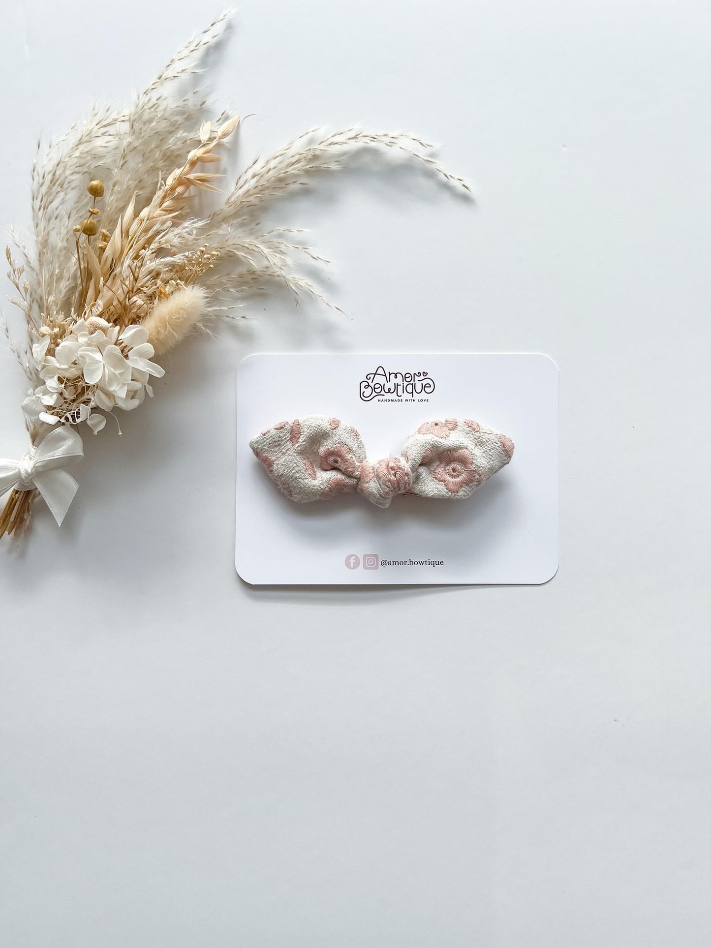 Floral Blush Bow Clip
