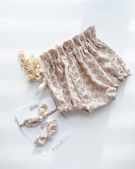 Floral Blush Bow Clip