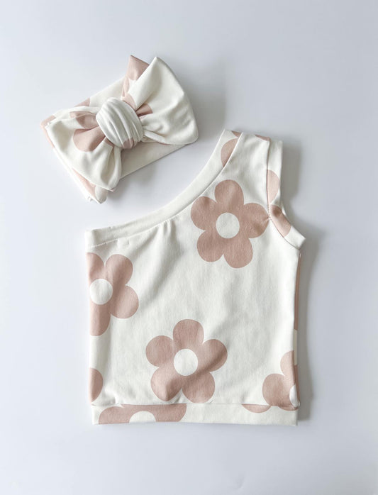 Neutral Daisies | One Shoulder Top